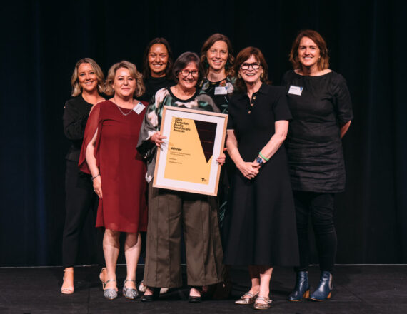 Victorian Public Healthcare Award winners holding certificate with Mary-Anne Thomas MP